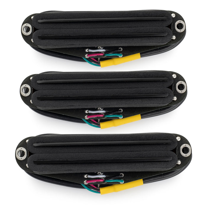 Musiclily Pro ST-DPHC Ceramic Rail Blade Single Coil Sized Humbucker Pickups Set 13.6K Super Distortion for Strat Style Electric Guitar (Set of 3)