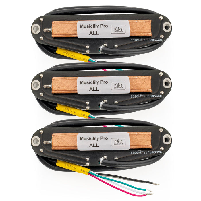 Musiclily Pro ST-DPHC Ceramic Rail Blade Single Coil Sized Humbucker Pickups Set 13.6K Super Distortion for Strat Style Electric Guitar (Set of 3)