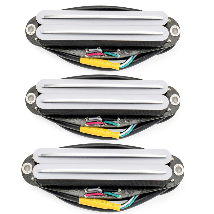 Musiclily Pro ST-DPHC Ceramic Rail Blade Single Coil Sized Humbucker Pickups Set 13.6K Super Distortion for Strat Style Electric Guitar (Set of 3)