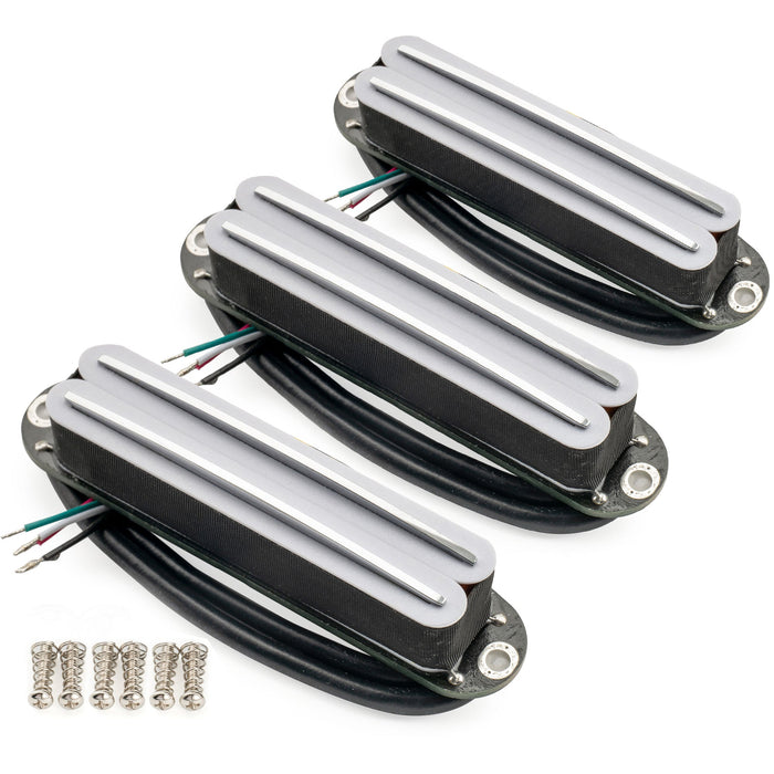 Musiclily Pro ST-DPHC Ceramic Rail Blade Single Coil Sized Humbucker Pickups Set 13.6K Super Distortion for Strat Style Electric Guitar (Set of 3)