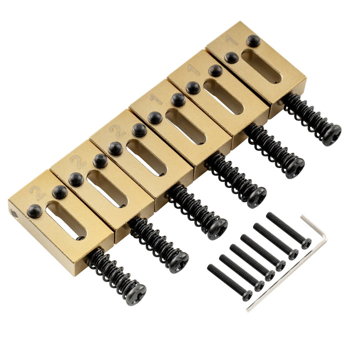 Musiclily Ultra 10,5 mm Vollmessing - Rollenauflagen im modernen Stil für Strat- und Tele-Styl-Elektrogitarren-Brücken, Satz von 6