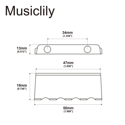 Dimensions of musiclily pro steel tremolo spring claw 34mm mounting holes spacing for electric guitar tremolo bridge mx2593p