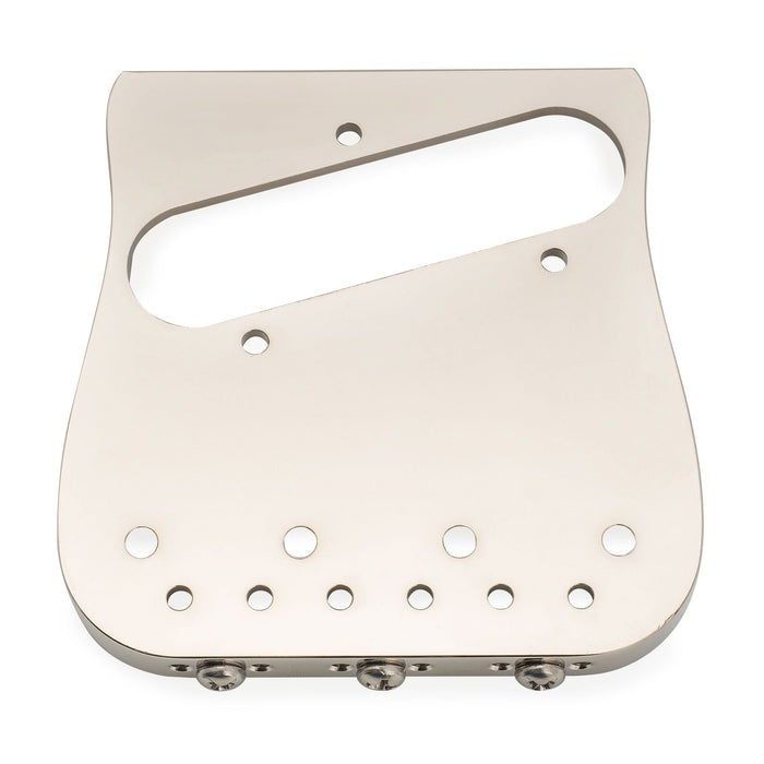 Ponte estilo Tele curvada sólida de latão com espaçamento de cordas de 54mm (2-1/8 polegadas) Musiclily Ultra com 3 saddles compensados
