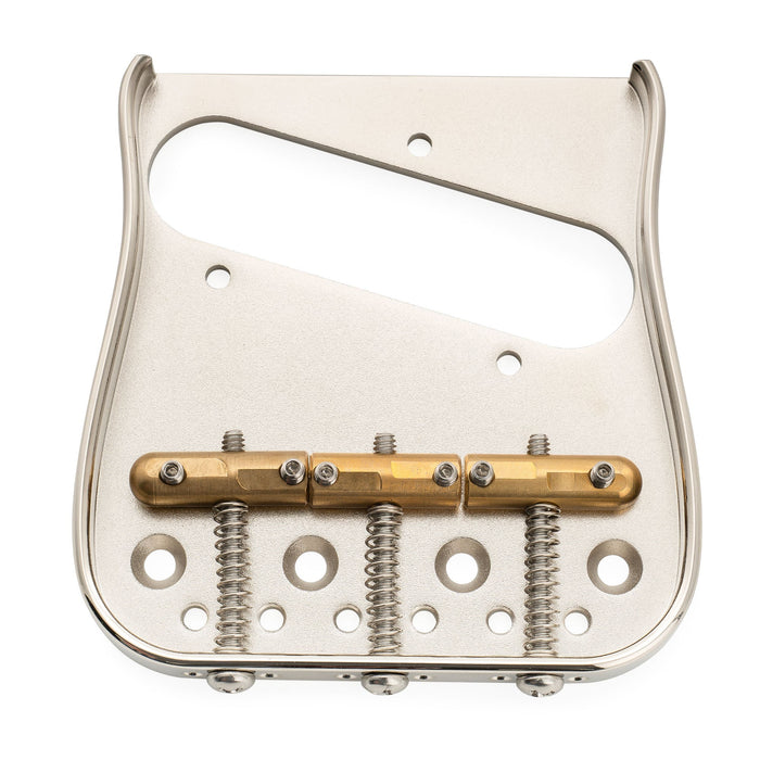 Ponte estilo Tele curvada sólida de latão com espaçamento de cordas de 54mm (2-1/8 polegadas) Musiclily Ultra com 3 saddles compensados