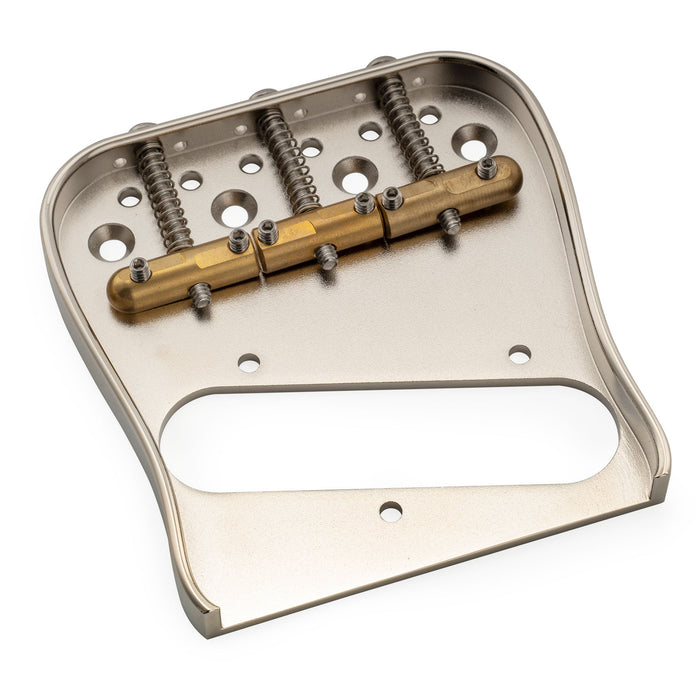 Ponte estilo Tele curvada sólida de latão com espaçamento de cordas de 54mm (2-1/8 polegadas) Musiclily Ultra com 3 saddles compensados