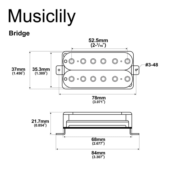 Dimensions of artec hbb xbb ceramic uncovered adjustable hexagonal poles humbucker electric guitar bridge pickup 16 8k mx3268bk