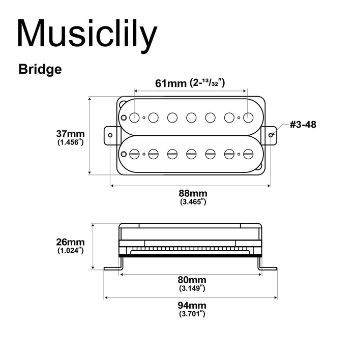 Dimensions of artec hba117 alnico 5 uncovered humbucker 7 string electric guitar bridge pickup 18 4k mx3270bk
