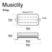 Dimensions of artec hba117 alnico 5 uncovered humbucker 7 string electric guitar bridge pickup 18 4k mx3270bk