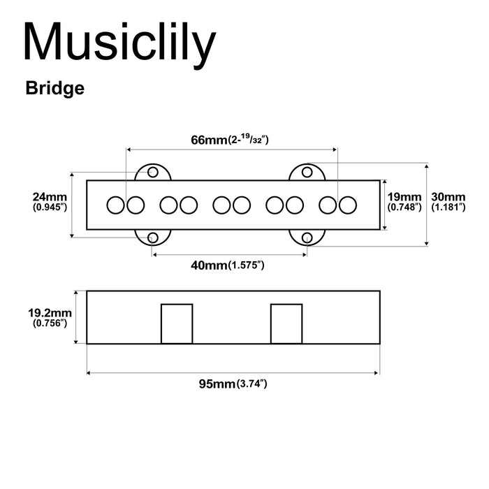 Dimensions of artec joa5 alnico 5 vintage tone single coil pickup 5 string jazz bass bridge pickup 6 9k mx3277bk