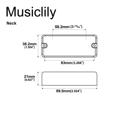 Dimensions of artec mdc4 ceramic soapbar style bass pickup neck pickup 12 4k for 4 string bass mx3278bk