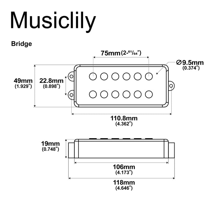 Micro de chevalet Artec MMC6 Ceramic Soapbar Style Bass 14,6 kW pour basse 6 cordes de style MusicMan