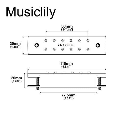 Dimensions of artec wsh12 osj alnico 5 humbucker maple wood cover soundhole pickup 9 6k with osj jack for acoustic guitar mx3293mp
