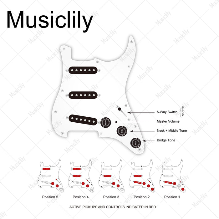 Dimensions of musiclily pro se st 60se pre wired sss pickguard with staggered alnico 5 pickups for strat style electric guitar mx3307p
