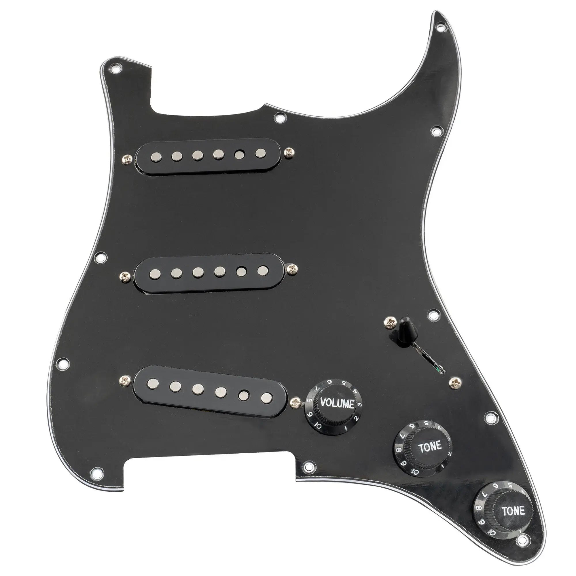 musiclily pro se st 60se pre wired sss pickguard with staggered alnico 5 pickups for strat style electric guitar mx3307p, black
