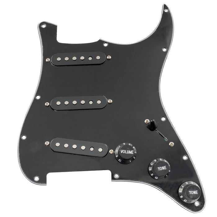 musiclily pro se st 60se pre wired sss pickguard with staggered alnico 5 pickups for strat style electric guitar mx3307p, black