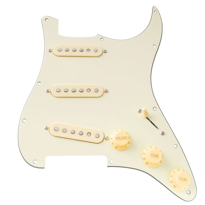 musiclily pro se st 60se pre wired sss pickguard with staggered alnico 5 pickups for strat style electric guitar mx3307p cream