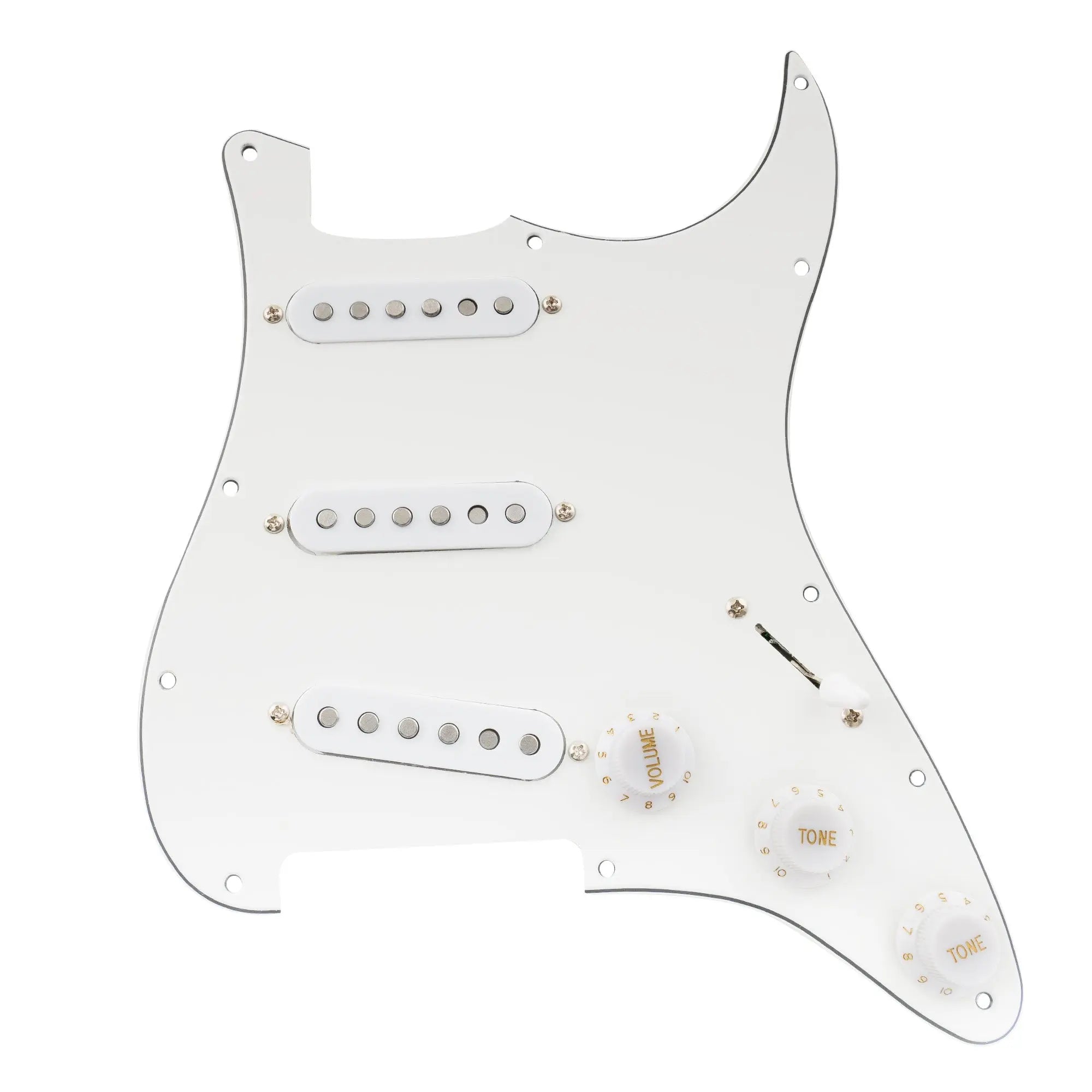 musiclily pro se st 60se pre wired sss pickguard with staggered alnico 5 pickups for strat style electric guitar mx3307p, white