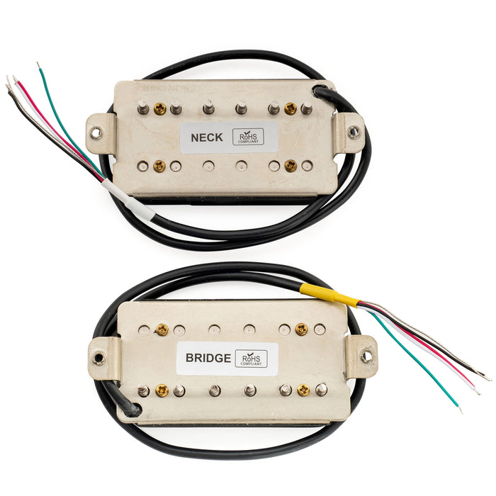 Musiclily Pro LP-OMHA Alnico 5 Uncovered Humbucker Neck Bridge Pickups Set 7.5K/16.6K for Electric Guitar