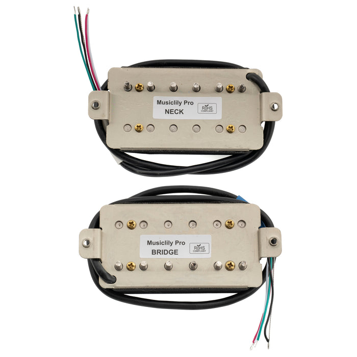 Musiclily Pro LP-OBLA Conjunto de pastillas humbucker sin cubierta con imán Alnico 5 para cuello y puente, 7.5K/8.8K, para guitarra eléctrica