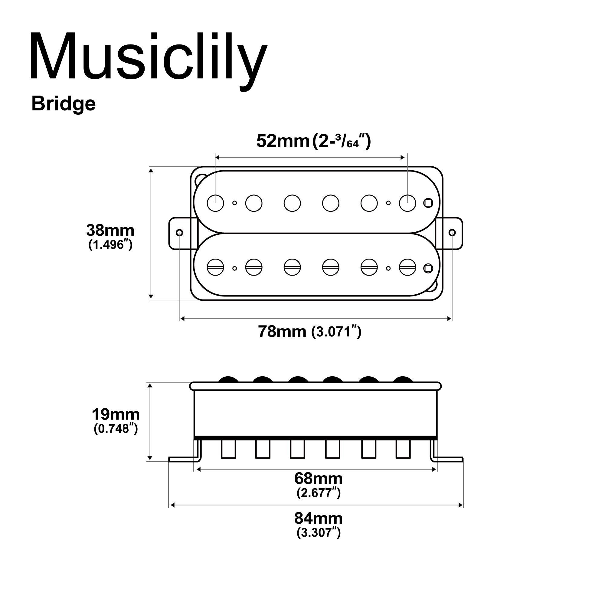 Musiclily Pro LP-OMHA Alnico 5 Offener Humbucker Stegtonabnehmer für E-Gitarre