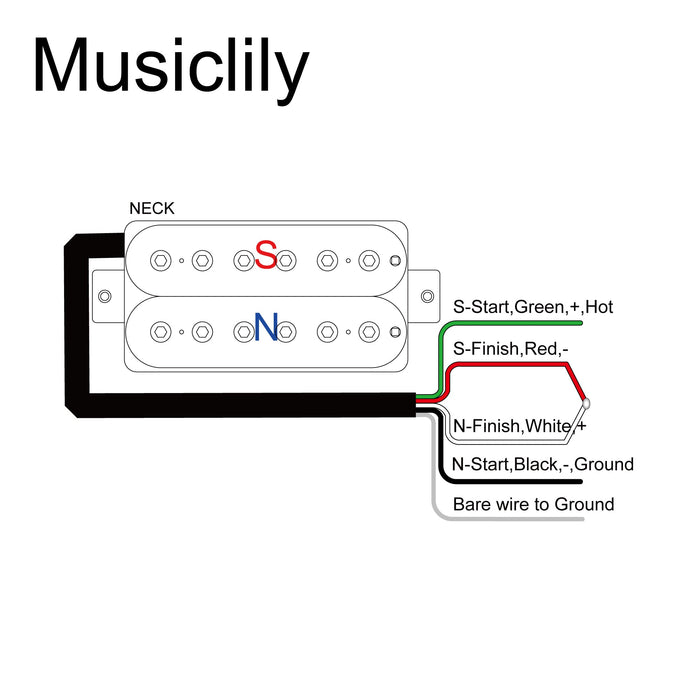 Musiclily Pro HH-HEXA アルニコ5 カバーなし 調整可能六角形ポールピース ハムバッカーネックピックアップ エレキギター用
