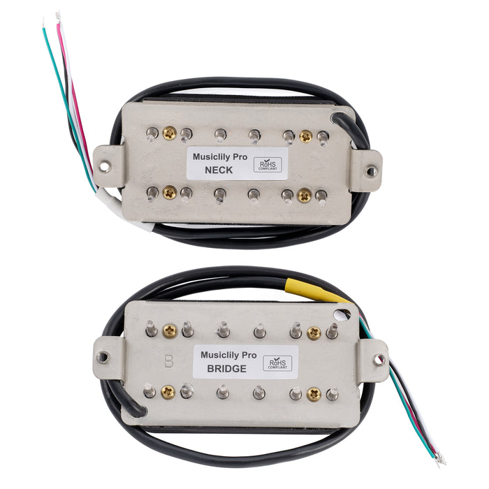 Musiclily Pro HH-HEXA Alnico 5 Uncovered Adjustable Hexagonal Poles Humbucker Neck Bridge Pickups Set 7.5K/16.6K for Electric Guitar