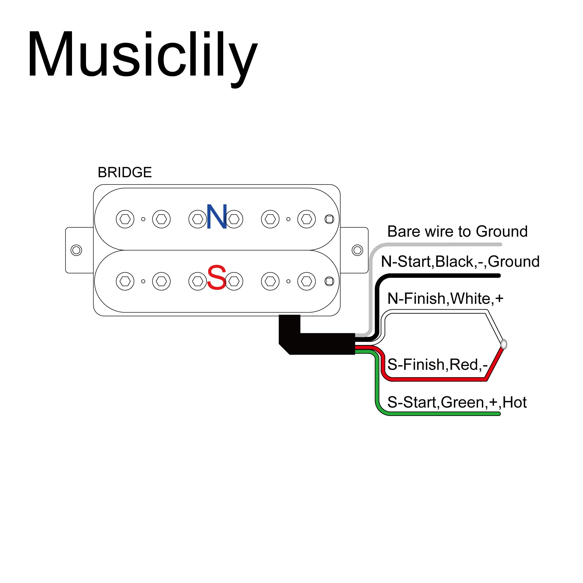 Musiclily Pro HH-HEXA Alnico 5 Offener Verstellbarer Sechseckiger Pol-Humbucker Stegtonabnehmer für E-Gitarre