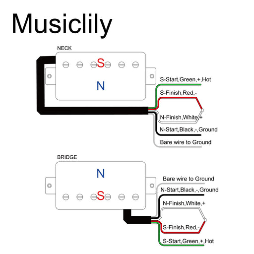 Size of musiclily pro lp cmha alnico 5 covered humbucker neck bridge pickups set 7 5k 16k for lp style electric guitar mx3319bkmx3320bk