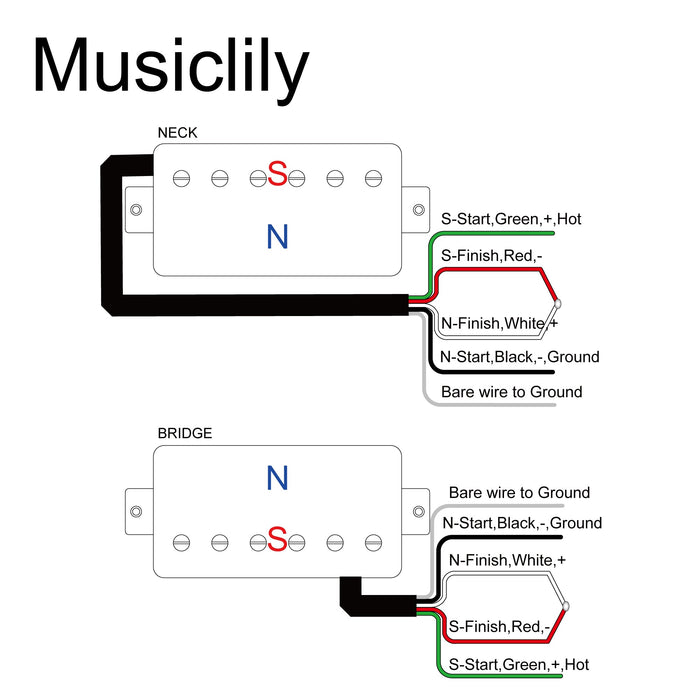 Size of musiclily pro lp cmha alnico 5 covered humbucker neck bridge pickups set 7 5k 16k for lp style electric guitar mx3319bkmx3320bk