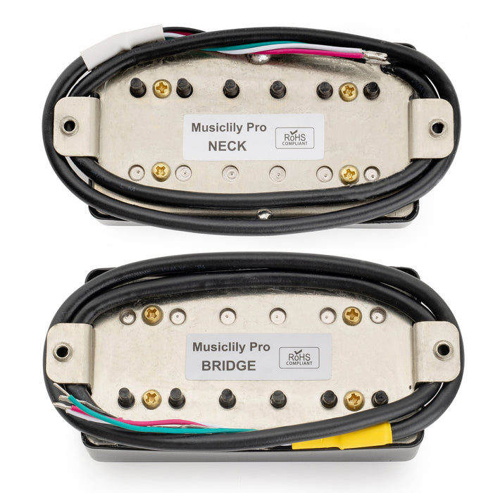 Musiclily Pro LP-CMHA Alnico 5 Covered Humbucker Neck Bridge Pickups Set 7.6K/16.6K for LP Style Electric Guitar