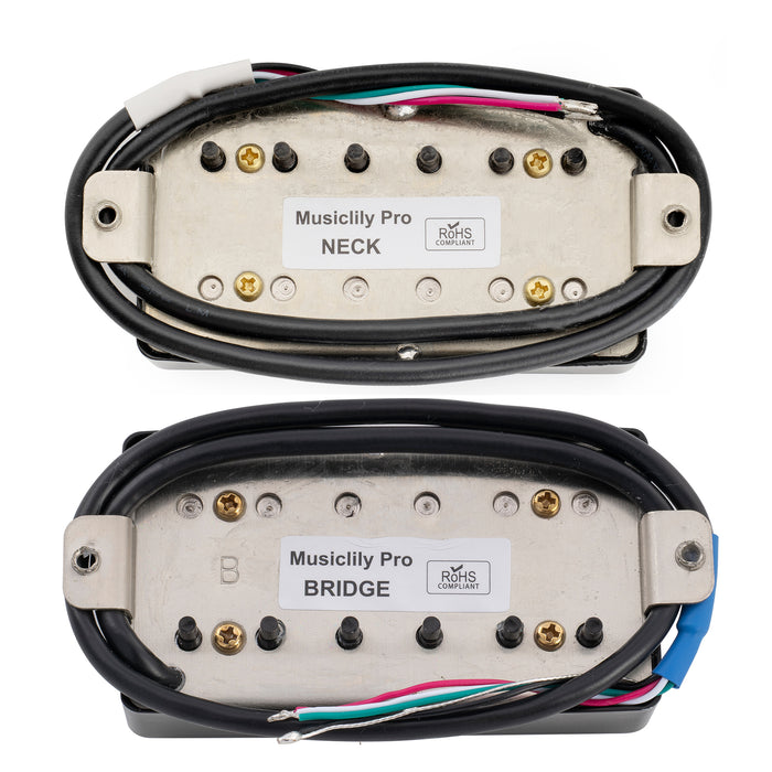 Conjunto de captadores de pescoço e ponte humbucker cobertos Alnico 5 Musiclily Pro LP-CMMA 7.6K/8.8K para guitarra elétrica estilo LP