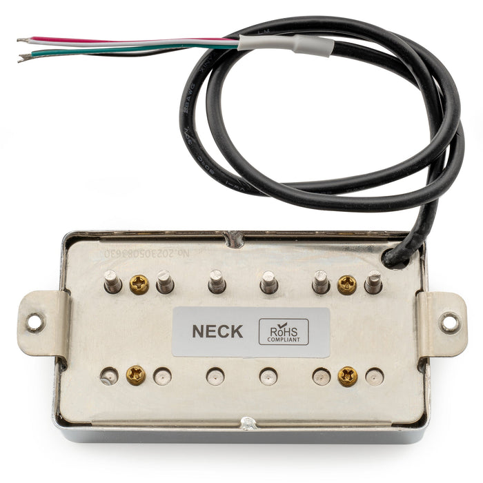 musiclily pro lp cmha alnico 5 covered humbucker neck pickup 7 5k for lp style electric guitar mx3319bk, chrome