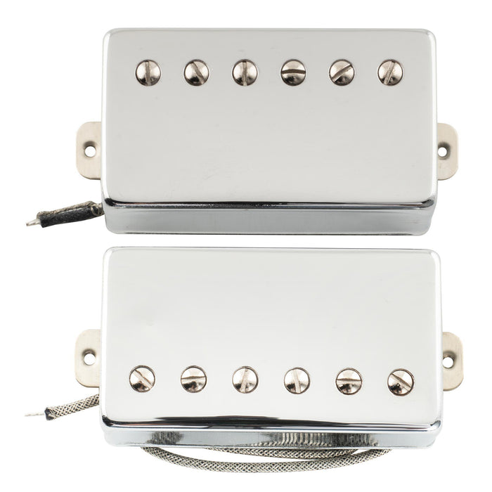 musiclily pro lp cbla alnico 5 covered humbucker neck bridge pickups set 7 8k 8 8k for lp style electric guitar mx3321bkmx3322bk, nickel