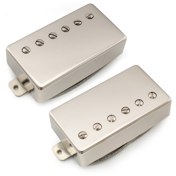 musiclily pro lp cbla alnico 5 covered humbucker neck bridge pickups set 7 8k 8 8k for lp style electric guitar mx3321bkmx3322bk, nickel
