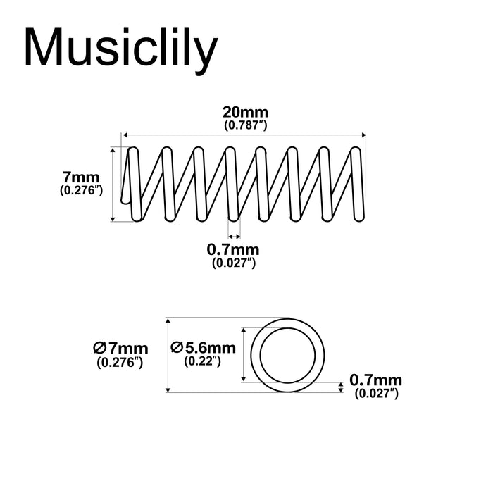 Molas de Montagem de Captação de Aço de 20mm Musiclily Pro para Guitarra Elétrica Estilo JB PB P90 JM, Conjunto de 20