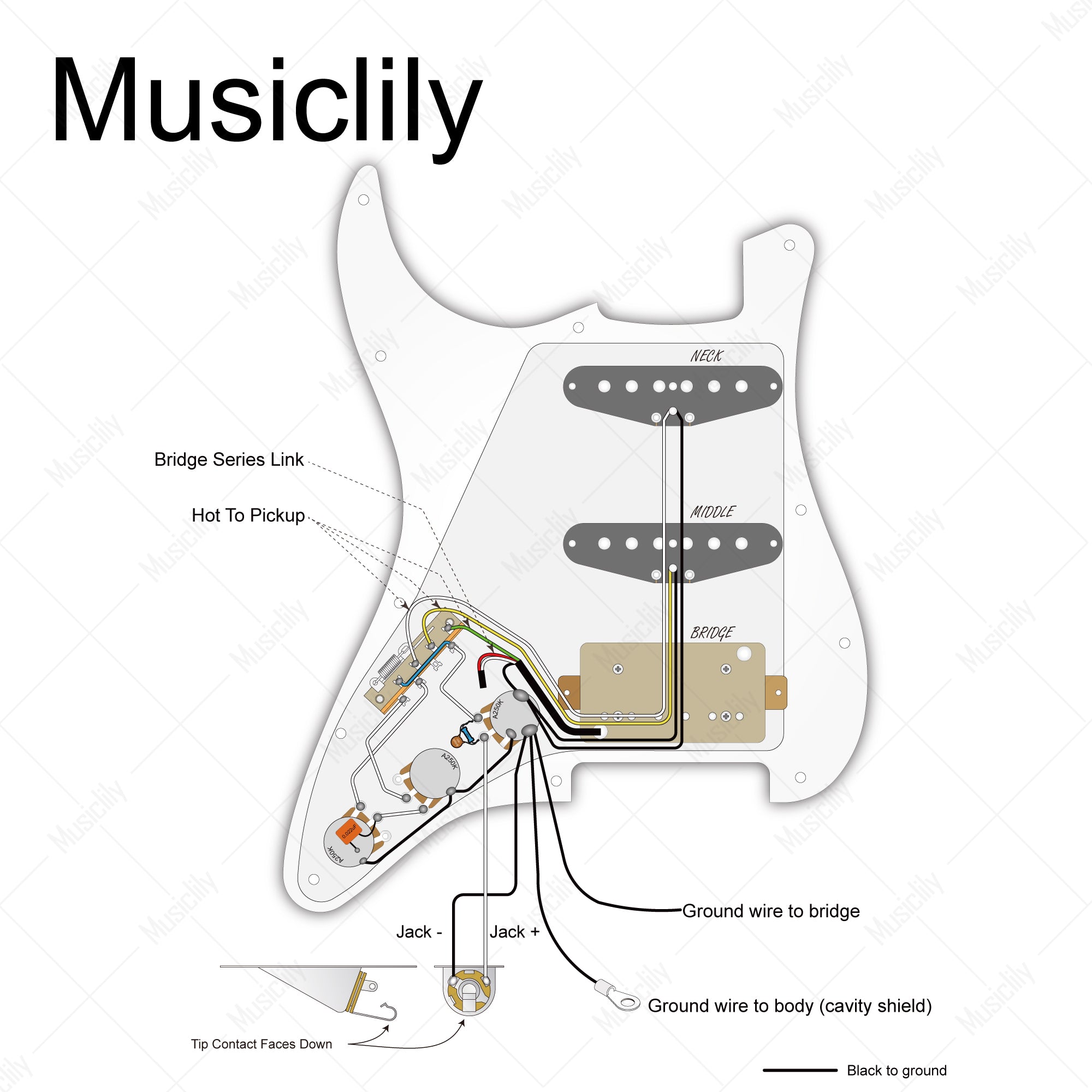 Musiclily Pro Pre-wired Standard HSS Pickguard with Artec Pickups Alnico 5 Magnet for ST Style Electric Guitar Musiclily Pro