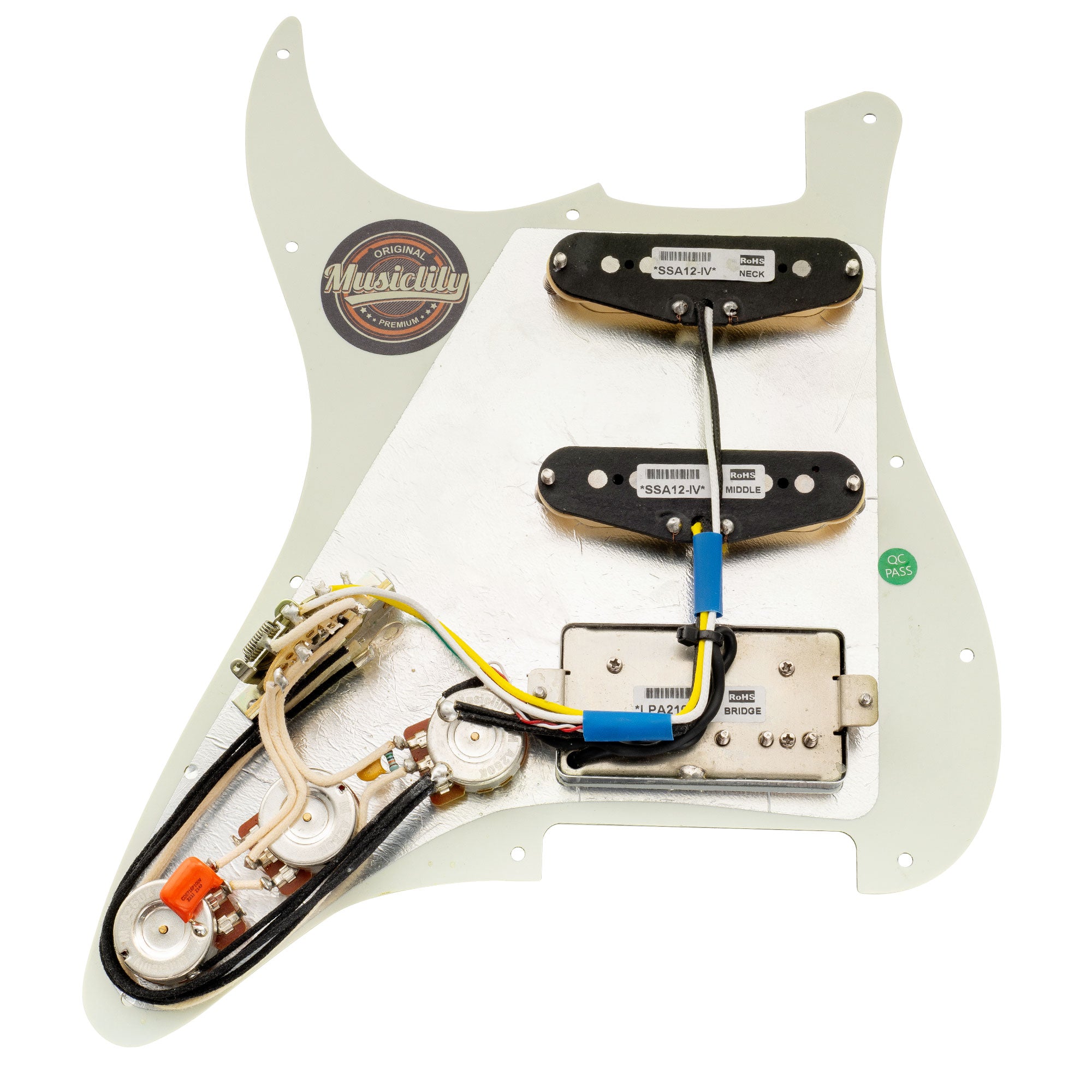 Musiclily Pro Pre-wired Standard HSS Pickguard with Artec Pickups Alnico 5 Magnet for ST Style Electric Guitar Musiclily Pro