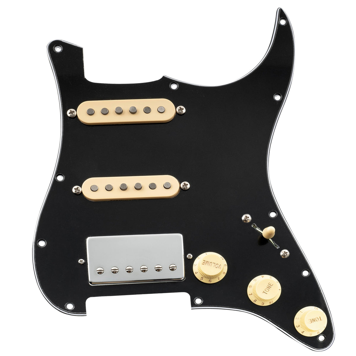 Musiclily Pro Pre-wired Standard HSS Pickguard with Artec Pickups Alnico 5 Magnet for ST Style Electric Guitar