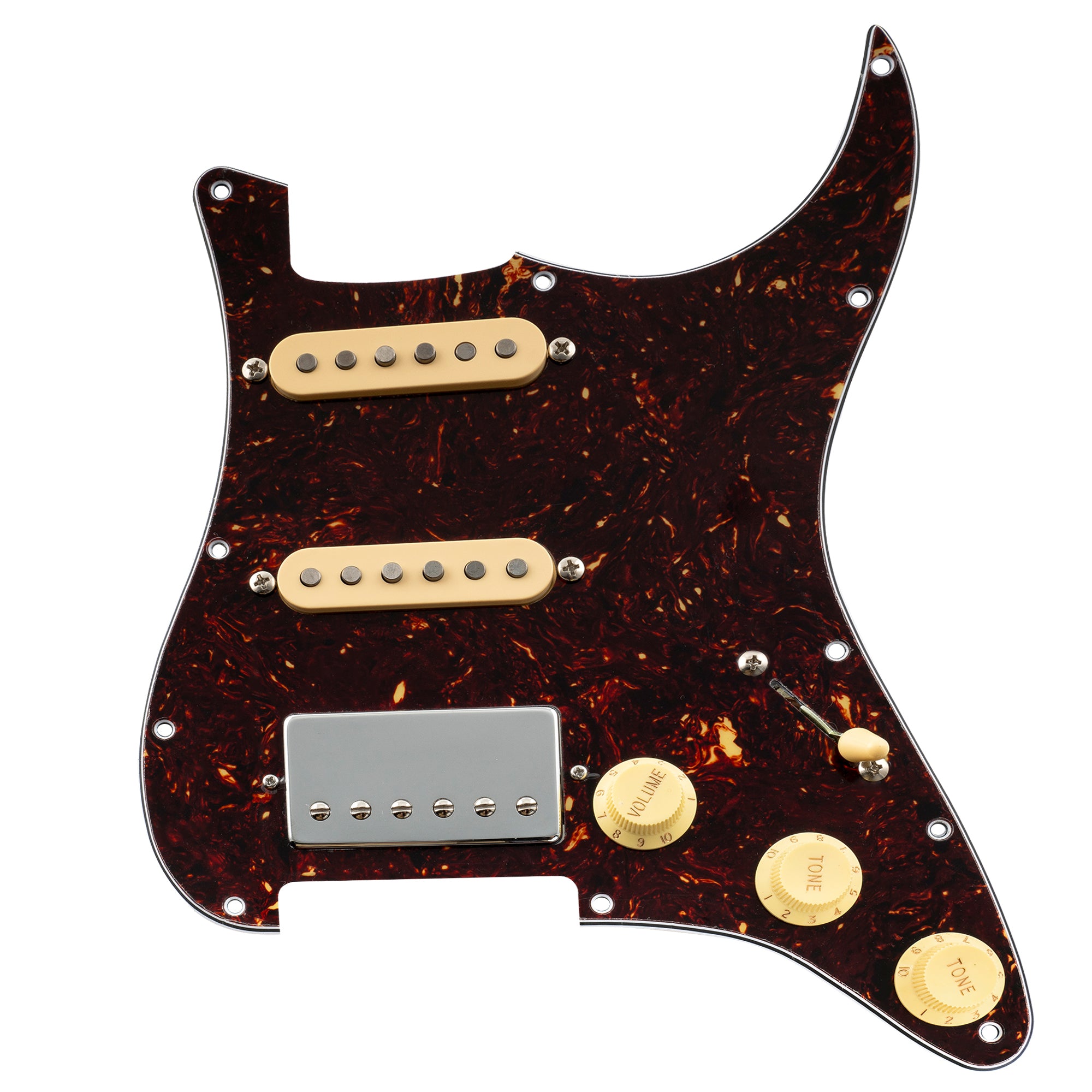 Musiclily Pro Pre-wired Standard HSS Pickguard with Artec Pickups Alnico 5 Magnet for ST Style Electric Guitar