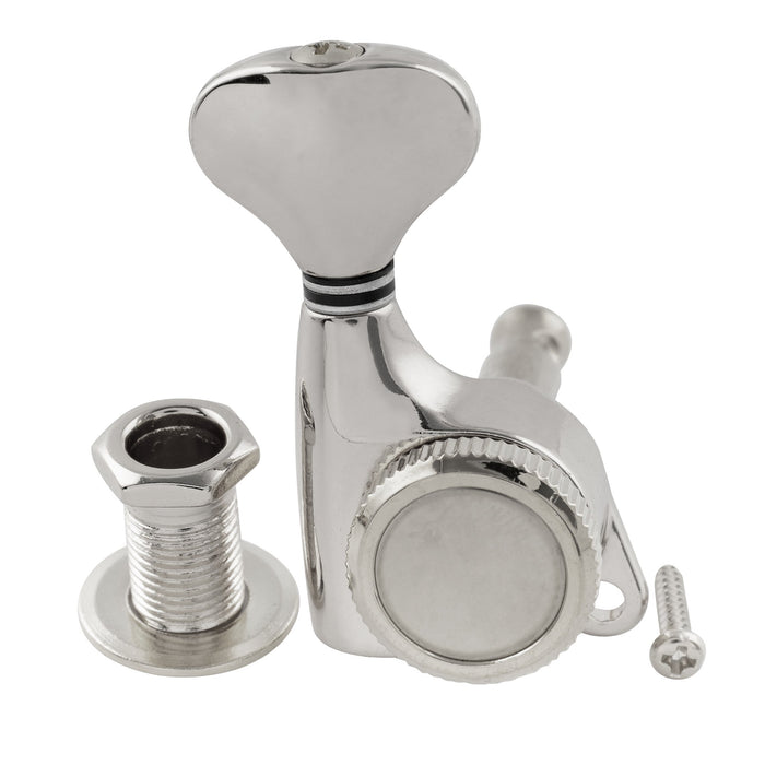 Musiclily Pro Single 18:1 Ratio Full Sealed Locking Machine Head Bass Side Tuner Tuning Peg Key with G-Style Button for Strat Tele Style Electric Guitar