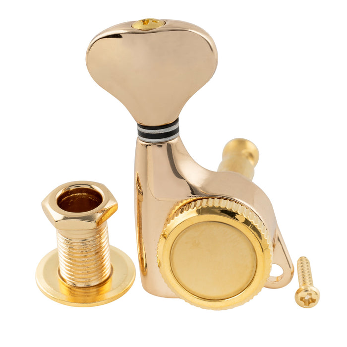 Clavijeros de Guitarra Musiclily Pro R18T 6-en-línea Relación 18:1 Totalmente Sellados con Botón Estilo G y Tornillo a 45 Grados para Guitarra Eléctrica Estilo Strat y Tele