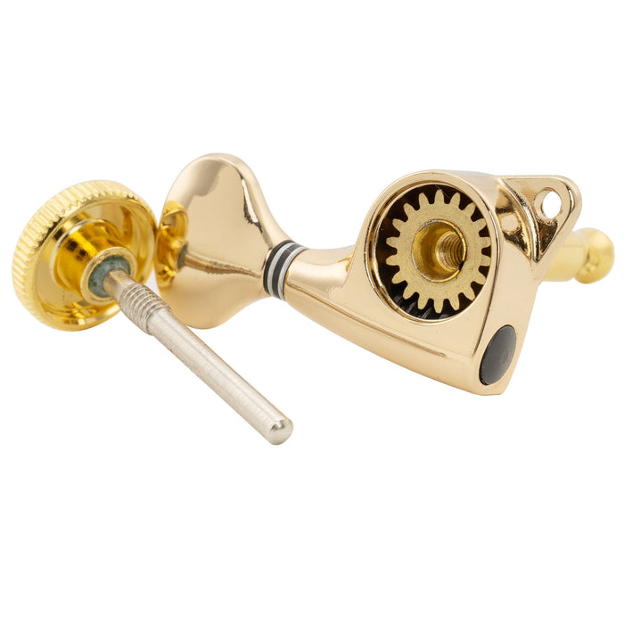 Musiclily Pro R18T Singolo Rapporto 18:1 Testa Macchina Bloccante Sigillata Completamente Lato Basso con Pulsante Stile G per Chitarra Elettrica Stile Strat Tele