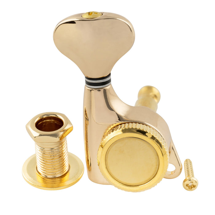Musiclily Pro Single 18:1 Ratio Full Sealed Locking Machine Head Bass Side Tuner Tuning Peg Key with G-Style Button for Strat Tele Style Electric Guitar