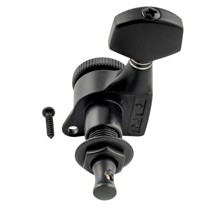 Musiclily Pro Single 18:1 Ratio Full Sealed Locking Machine Head Bass Side Tuner Tuning Peg Key with Hex Button for Strat Tele Style Electric Guitar