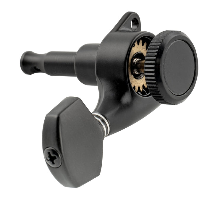 Musiclily Pro Single 18:1 Ratio Full Sealed Locking Machine Head Bass Side Tuner Tuning Peg Key with Hex Button for Strat Tele Style Electric Guitar