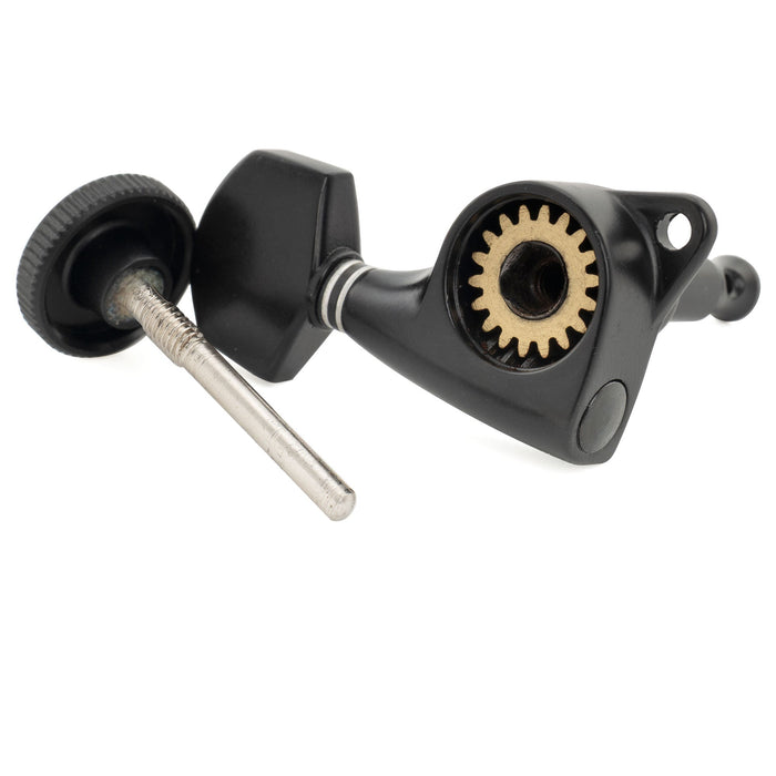 Musiclily Pro Single 18:1 Ratio Full Sealed Locking Machine Head Bass Side Tuner Tuning Peg Key with Hex Button for Strat Tele Style Electric Guitar