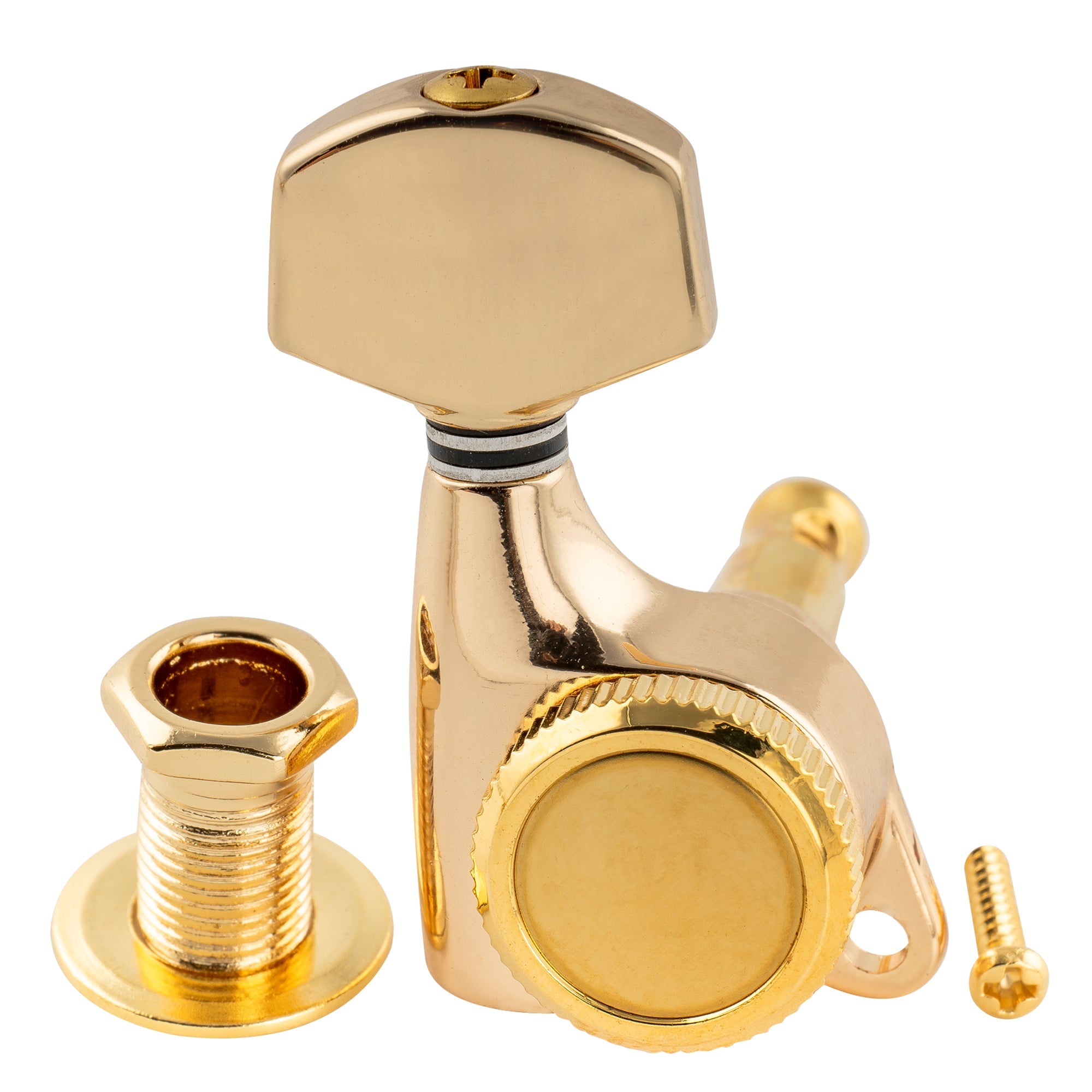 Musiclily Pro R18T-03 6-en-ligne Rapport 18:1 Mécaniques de Tuning à Verrouillage Complètement Étanches Clés avec Bouton Hexagonal Vis à 45° pour Strat Tele Style Guitare Électrique