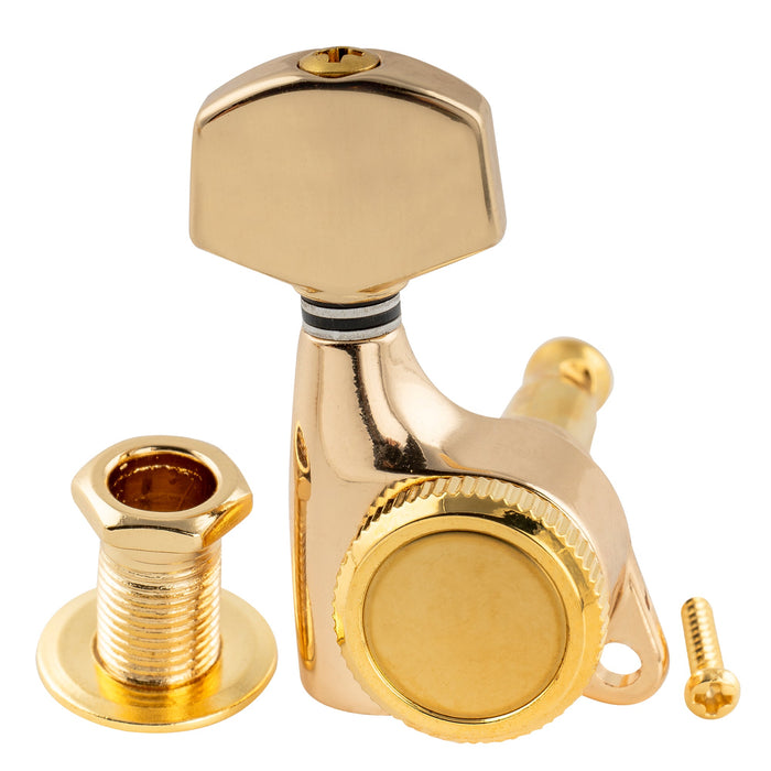 Clavijeros de Guitarra Musiclily Pro R18T 6-en-línea Relación 18:1 Totalmente Sellados con Botón Hexagonal y Tornillo a 45 Grados para Guitarra Eléctrica Estilo Strat y Tele