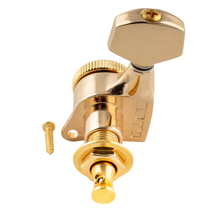 Clavijeros de Guitarra Musiclily Pro R18T 6-en-línea Relación 18:1 Totalmente Sellados con Botón Hexagonal y Tornillo a 45 Grados para Guitarra Eléctrica Estilo Strat y Tele