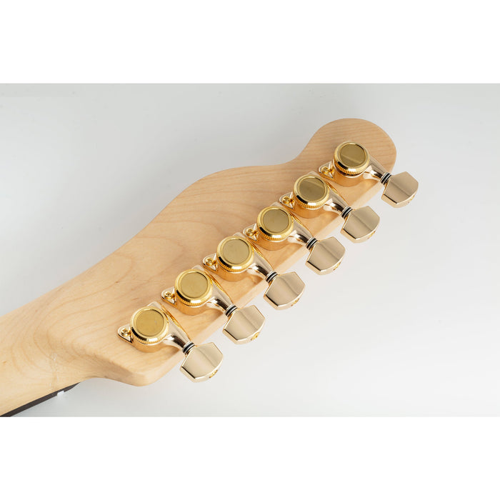 Musiclily Pro R18T Singolo Rapporto 18:1 Testa Macchina Bloccante Sigillata Completamente Lato Basso con Pulsante Esagonale per Chitarra Elettrica Stile Strat Tele
